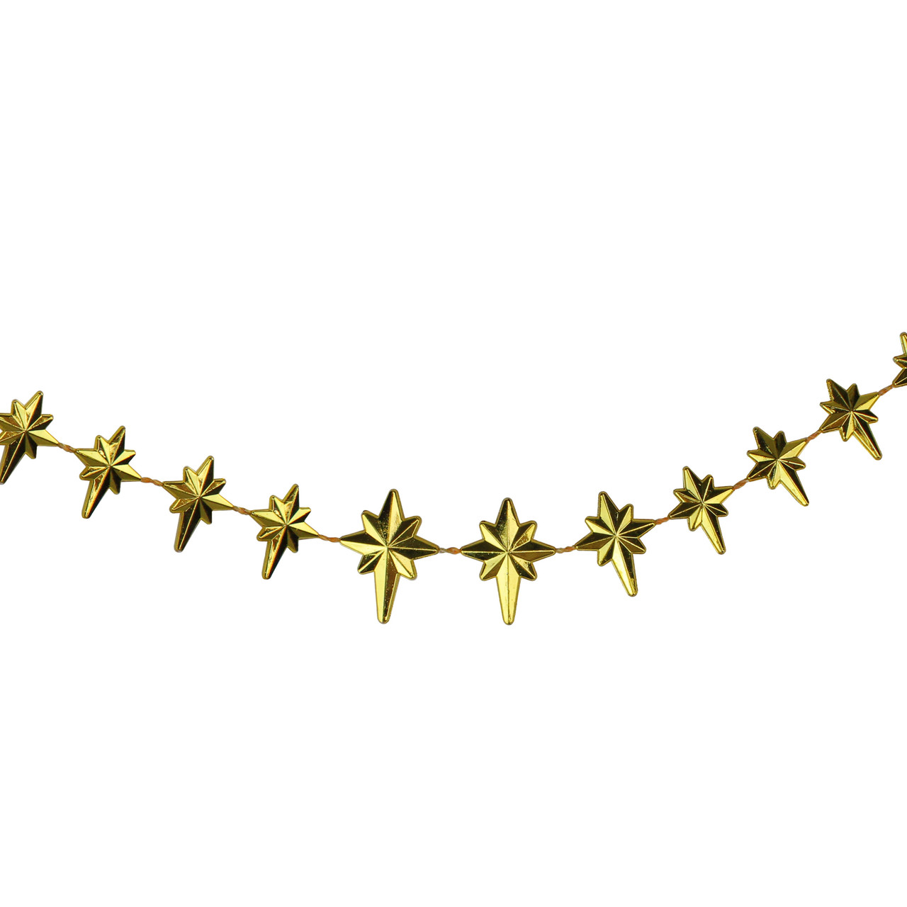 9' x 1" Shiny Gold Star of Bethlehem Beaded Artificial Christmas Garland - Unlit