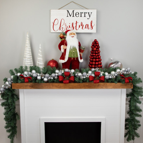 6' Silver Shatterproof Ball 3-Finish Christmas Garland
