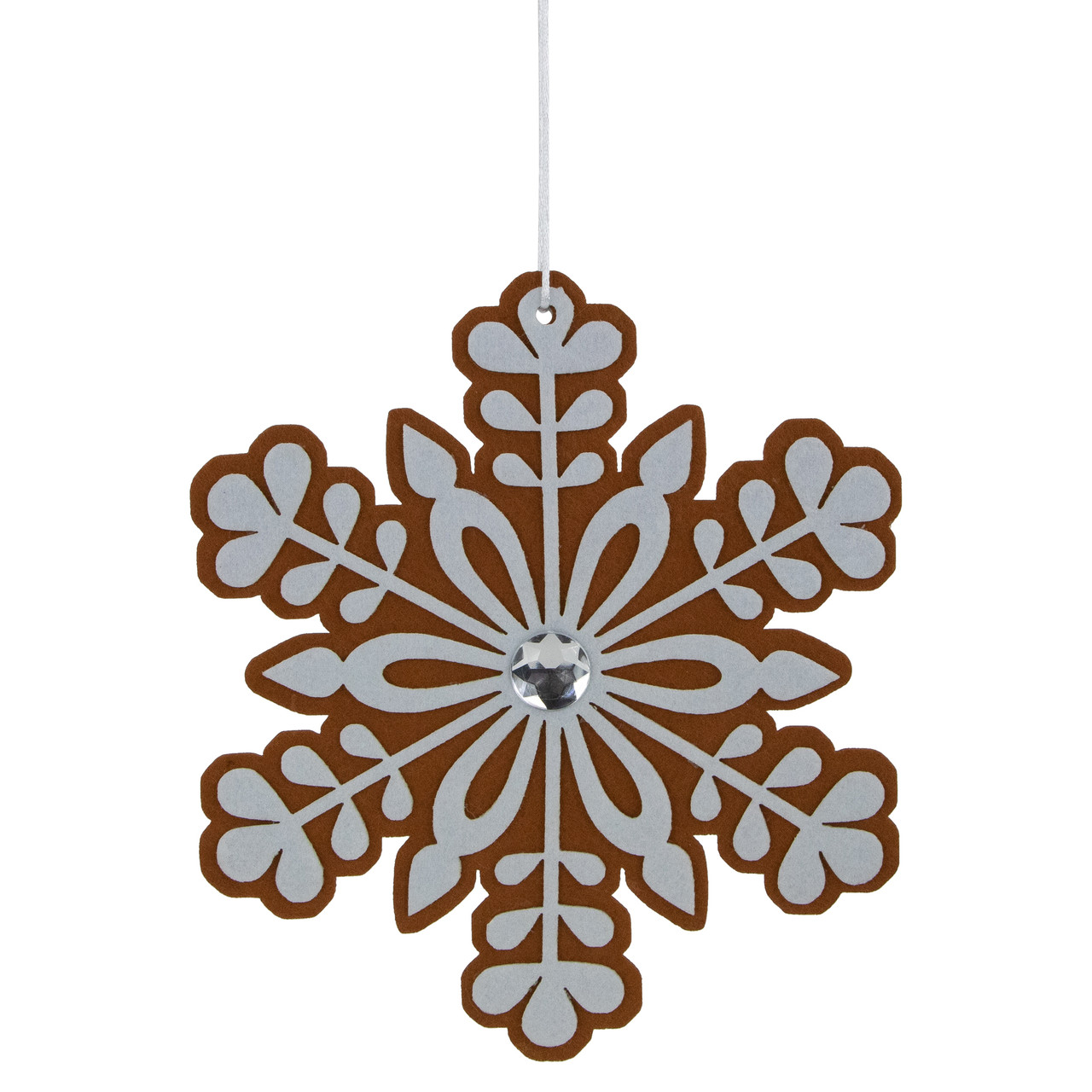 10" Gingerbread and White Snowflake Christmas Ornament - 10"
