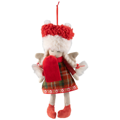 Angel Girl with Glittered Wings Christmas Ornament - 8.5"