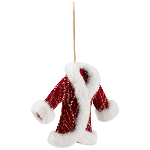Glittered Winter Coat with Plush Trim Christmas Ornament - 6.5" - Red