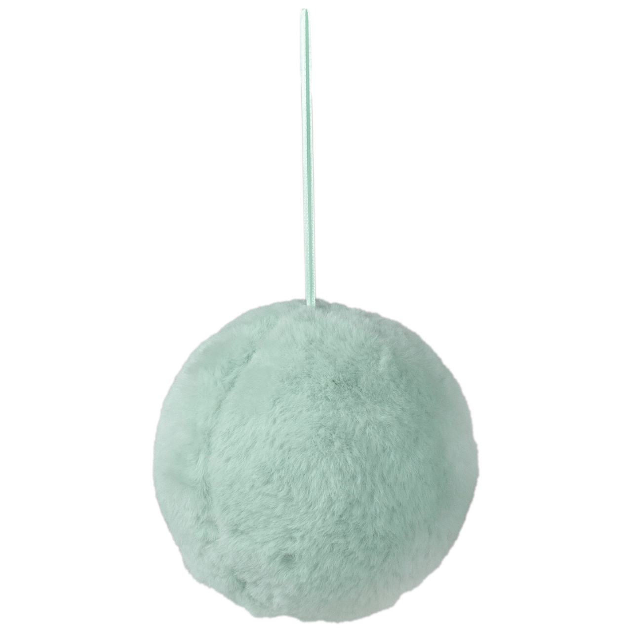 4" Light Green Faux Fur Plush Ball Christmas Ornament