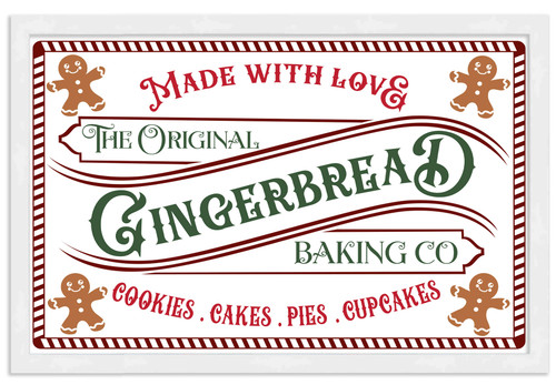 The Original Gingerbread Baking Company 13.5" x 19.5" Framed Christmas Wall Decor  Sign Poster in a Natural Wooden Frame with UV Acrylic and Hangers