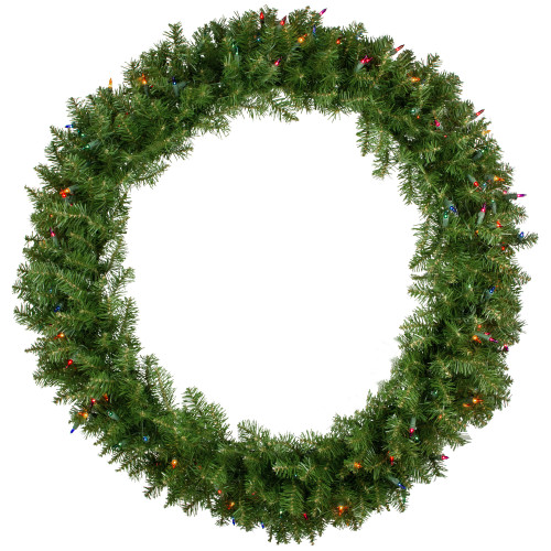Pre-Lit Rockwood Pine Artificial Christmas Wreath, 36-Inch, Multi Lights