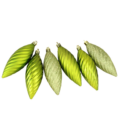 125ct Green Shatterproof 3-Finish Tropical Christmas Ornaments 5.5" (140mm)