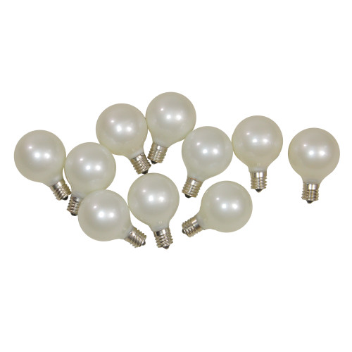 Pack of 10 Pearl White G50 Globe Replacement Christmas Bulbs