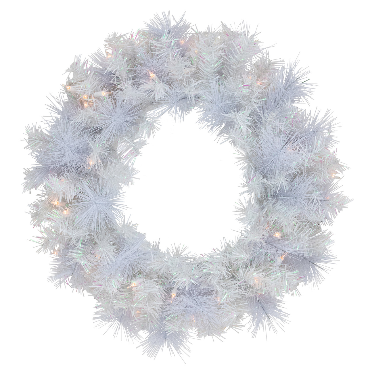 Pre-Lit Vermont White Pine Artificial Christmas Wreath, 24-Inch, Clear Lights