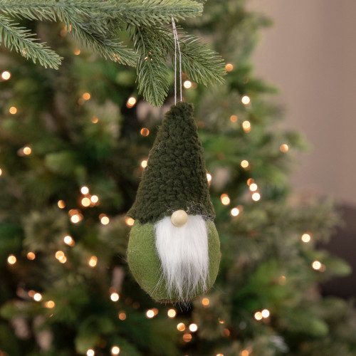 Plush Mini Gnome Christmas Ornament - 7" - Green