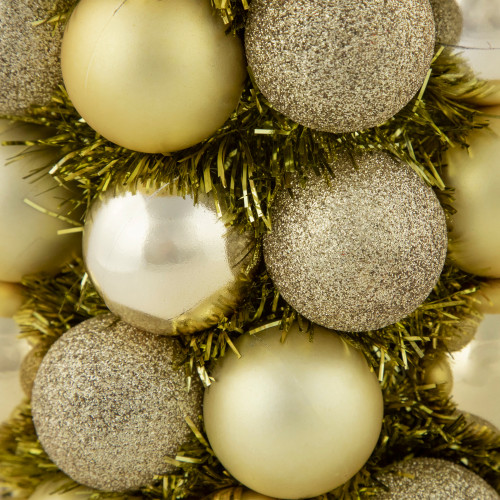 3-Finish Shatterproof Ball Christmas Tree with Tinsel - 15.75" - Gold