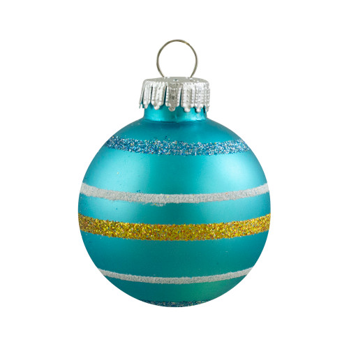 10ct Green and Blue Matte Glass Christmas Ball Ornaments 1.75" (45mm)