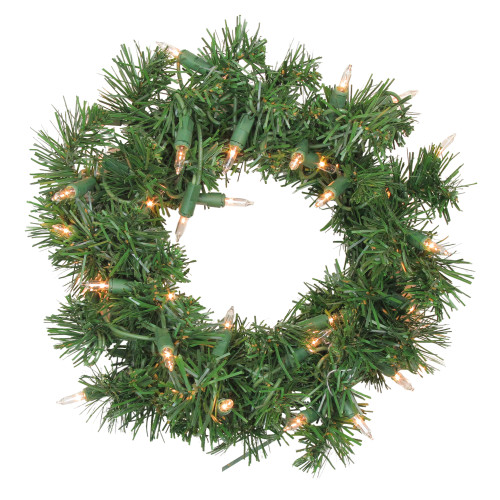 Pre-Lit Deluxe Windsor Pine Artificial Christmas Wreath - 10" - Clear Lights