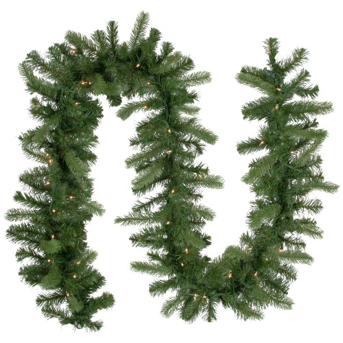 Pre-Lit Noble Fir Artificial Christmas Garland - 9' x 10" - Clear Lights