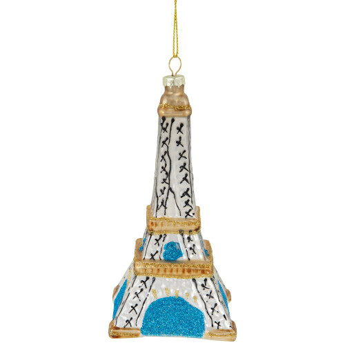 4.75" Silver Eiffel Tower Glittered Christmas Glass Hanging Ornament