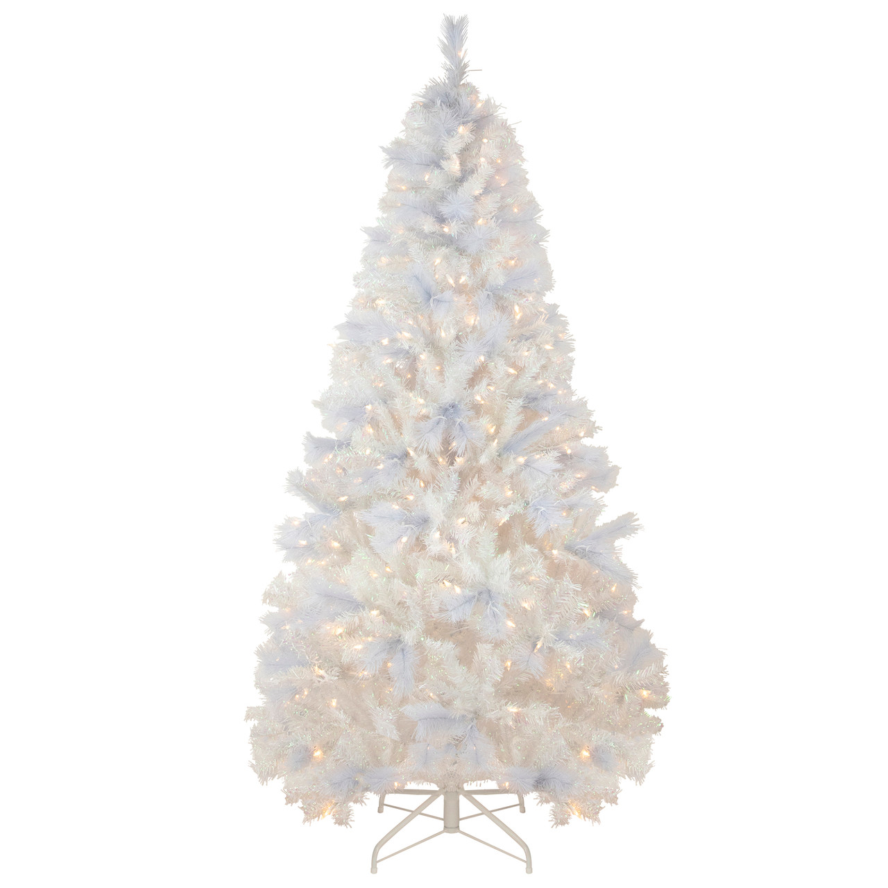 6.5' Pre-Lit Seneca White Spruce Artificial Christmas Tree, Dual Function LED Lights