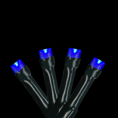 Battery Operated LED Christmas Lights - Blue - 9.5' Green Wire - 20ct