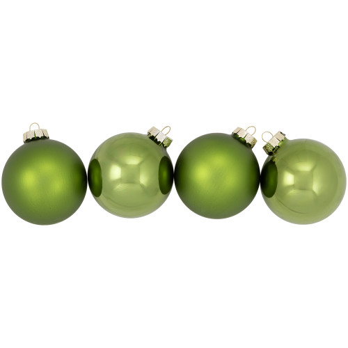 6ct Kiwi Green 2-Finish Glass Christmas Ball Ornaments 3.25" (80mm)