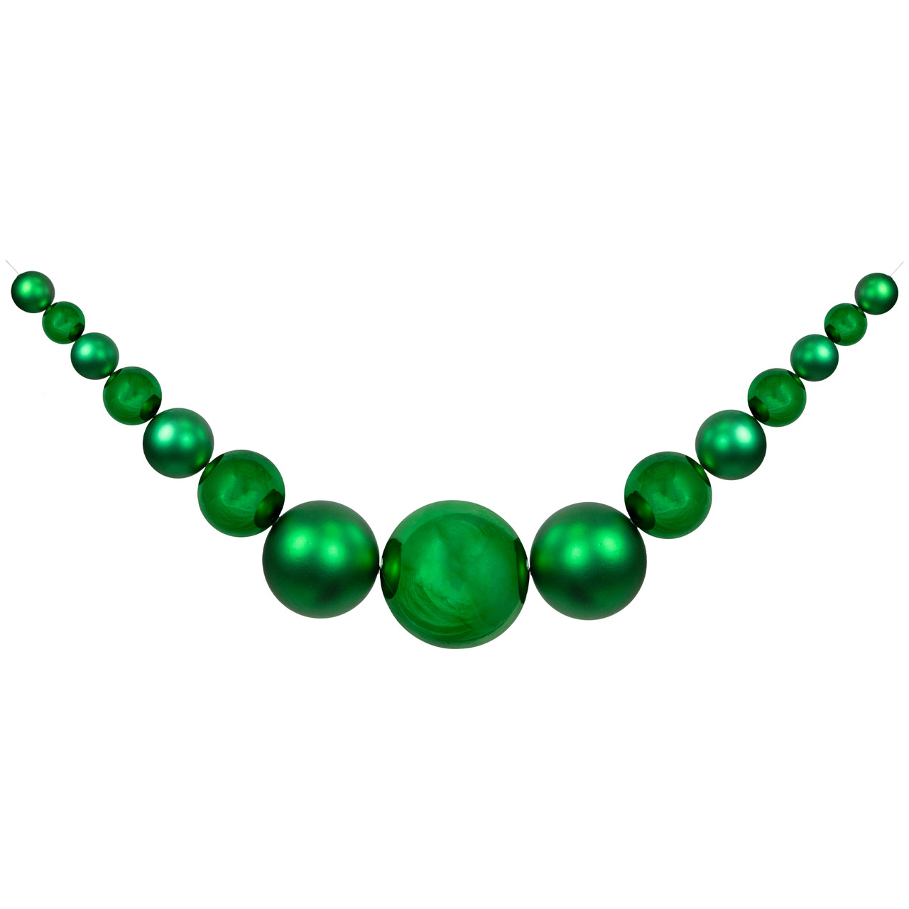 6' Green Shiny and Matte Shatterproof Ball Christmas Swag