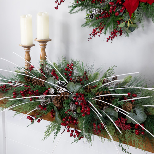 Real Touch? Berries and Birch Twigs Artificial Pine Christmas Swag - 62" - Unlit