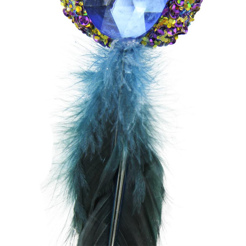 10" Purple and Gold Regal Peacock with Jewel Hanging Tassel Christmas Ornament