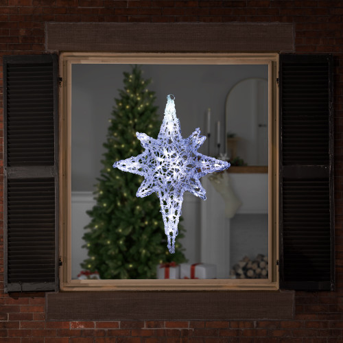 24" Color Changing Blue and White LED Bethlehem Star Hanging Christmas Decoration