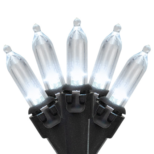 100-Count Pure White LED Mini Christmas Lights, 33 ft, Black Wire