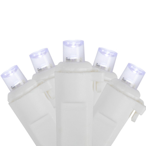 50ct White LED Wide Angle Christmas String Lights, 16.25ft White Wire