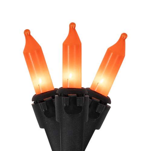 Mini Christmas Light Set - Orange - 20.25' Black Wire - 100ct