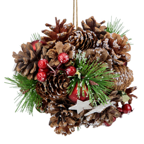 6" Pine Cones, Stars and Balls Hanging Christmas Ornament