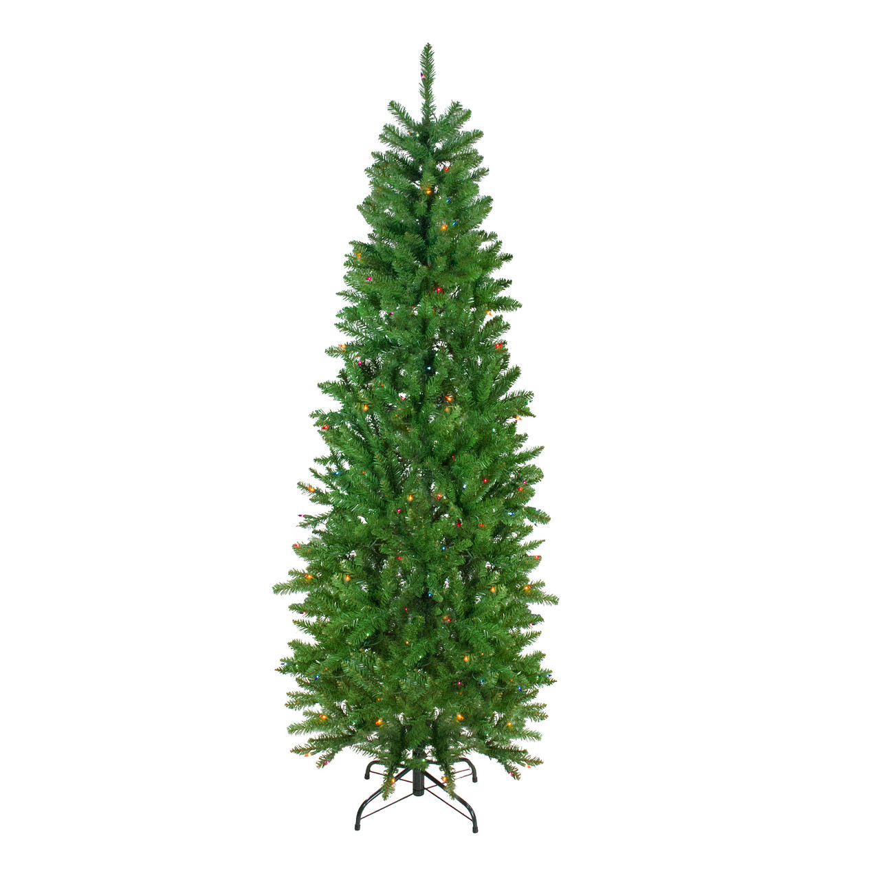 6.5' Pre-Lit Pencil River Fir Artificial Christmas Tree - Multicolor Lights