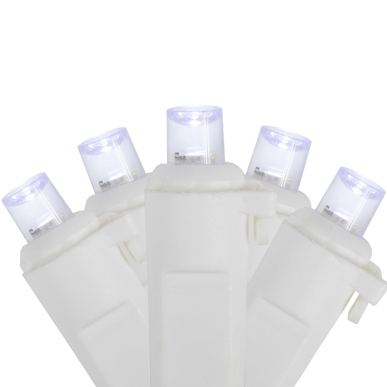 50ct White LED Wide Angle Christmas String Lights, 16.25ft White Wire