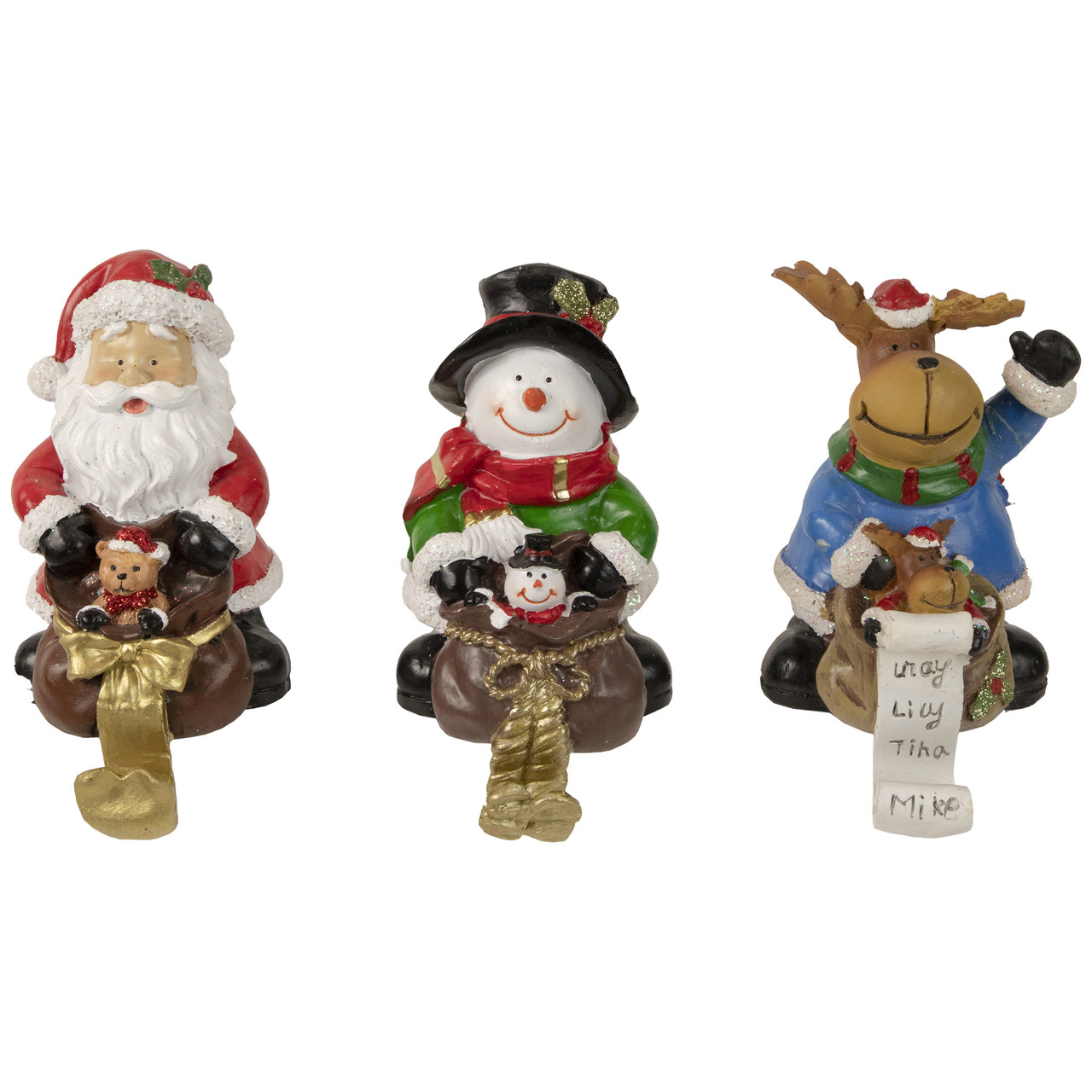Santa, Snowman and Reindeer Christmas Stocking Holders - 5.25" - Set of 3