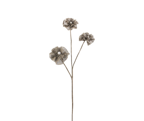 25" Brown and Gold Glittered Vintage Posey Artificial Floral Christmas Spray