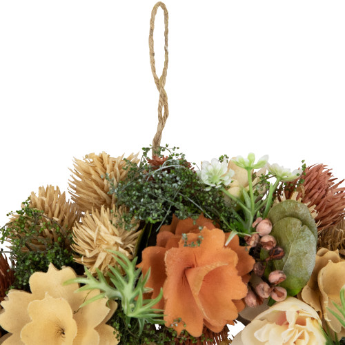 Mixed Floral Artificial Spring Wreath - 9.75" - Beige and Peach