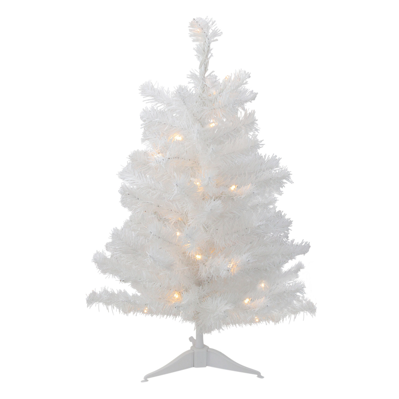 Pre-Lit Snow White Medium Artificial Christmas Tree -2' - Clear LED Lights