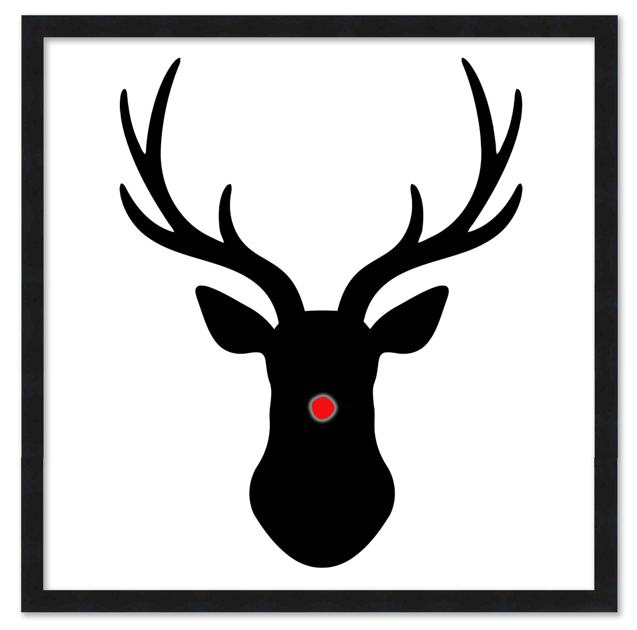 Rudolph the Red Nosed Reindeer 15.5" x 15.5" Framed Christmas Wall Decor Art Print Sign Poster in a Black Wooden Frame with UV Acrylic and Hangers
