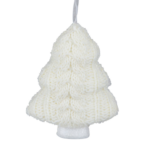 6" Cream Cable Knit Christmas Tree Shaped Ornament