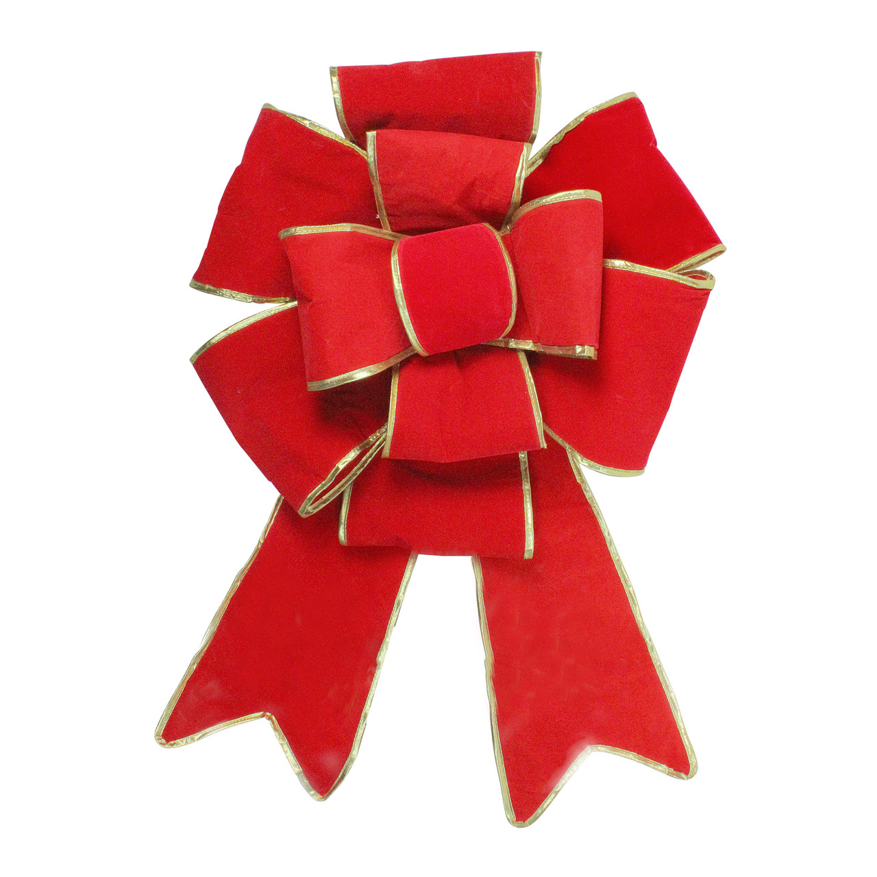 Giant 3D 11-Loop Velveteen Commercial Christmas Bow with Trim - 40" - Red and Gold