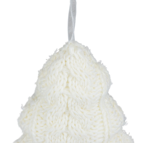 6" Cream Cable Knit Christmas Tree Shaped Ornament