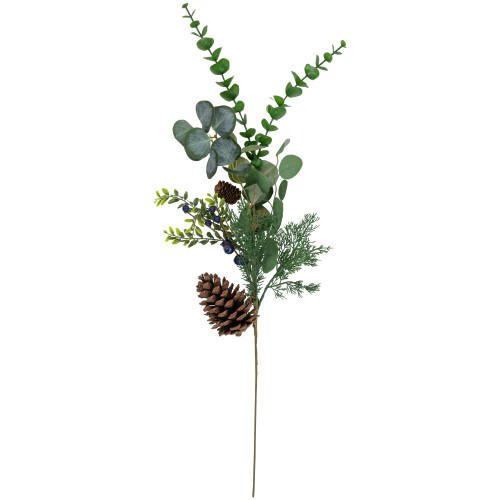 32" Eucalyptus, Pinecones and Blueberries Artificial Pine Christmas Spray