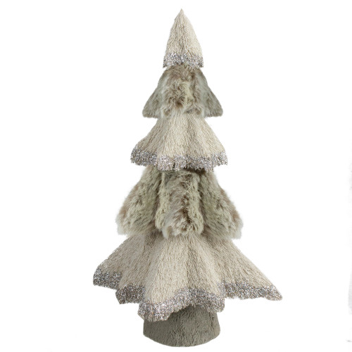 Sisal and Faux Fur Christmas Tree with Glitter - 20" - Gray