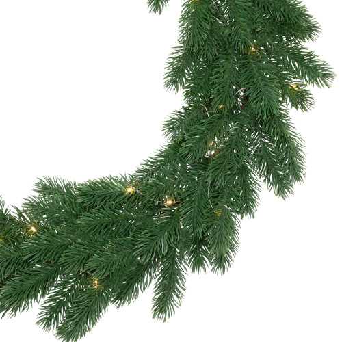 Pre-Lit Battery Operated Lush Pine Artificial Christmas Wreath - 24" - Clear Lights
