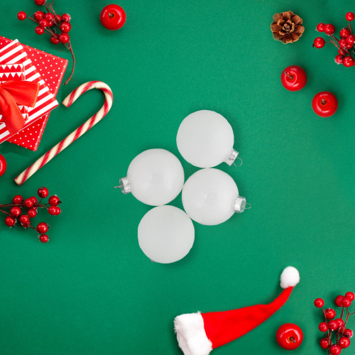 9ct Shiny and Matte White Glass Ball Christmas Ornaments 2.5" (65mm)