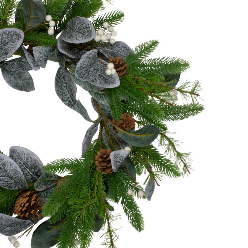Real Touch?? Mixed Pine White Berries and Pinecones Artificial Christmas Wreath - 24" - Unlit