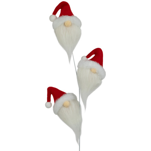 Set of 2 Plush Red and White Santa Gnome Christmas Picks 27"