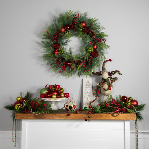 Real Touch? Berries, Pinecones and Ornaments Artificial Christmas Wreath - 36" - Unlit