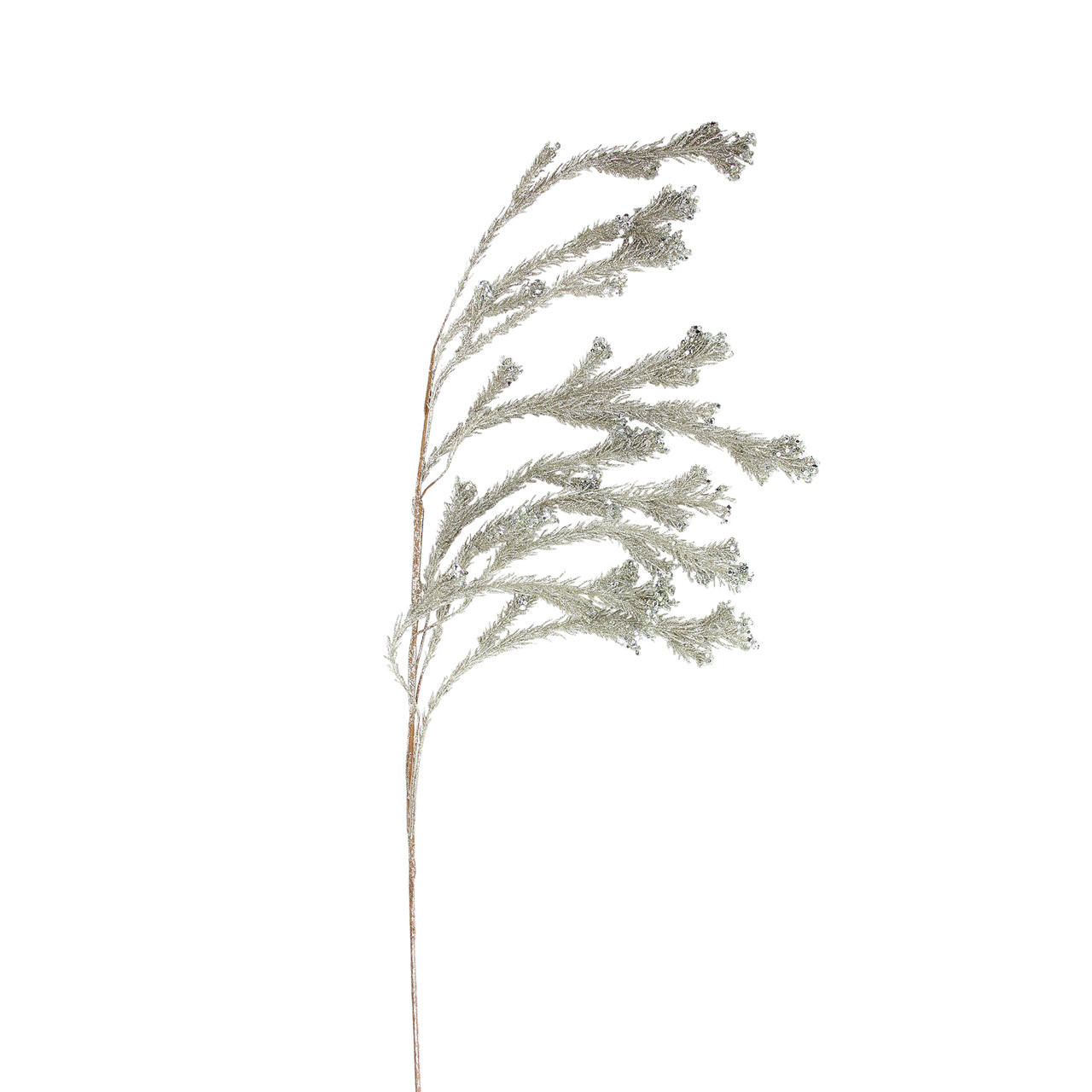 48" Brown and Silver Glittered Weeping Pine Artificial Christmas Spray