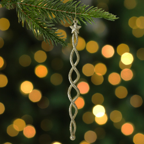 8.75" Gold and Silver Spiral Icicle With a Star Christmas Ornament