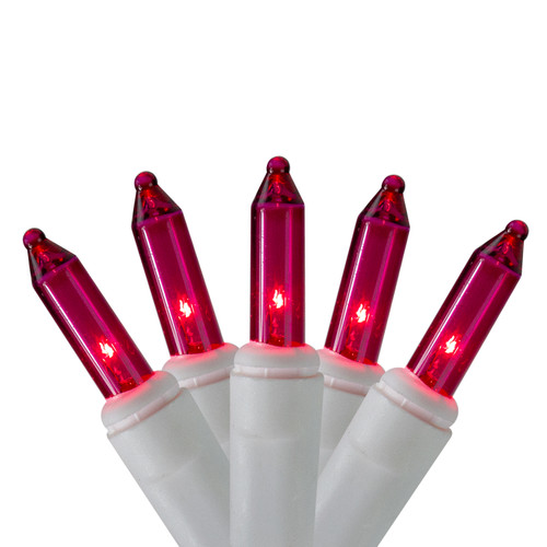 100-Count Pink Mini Icicle Christmas Lights, 4.6ft White Wire