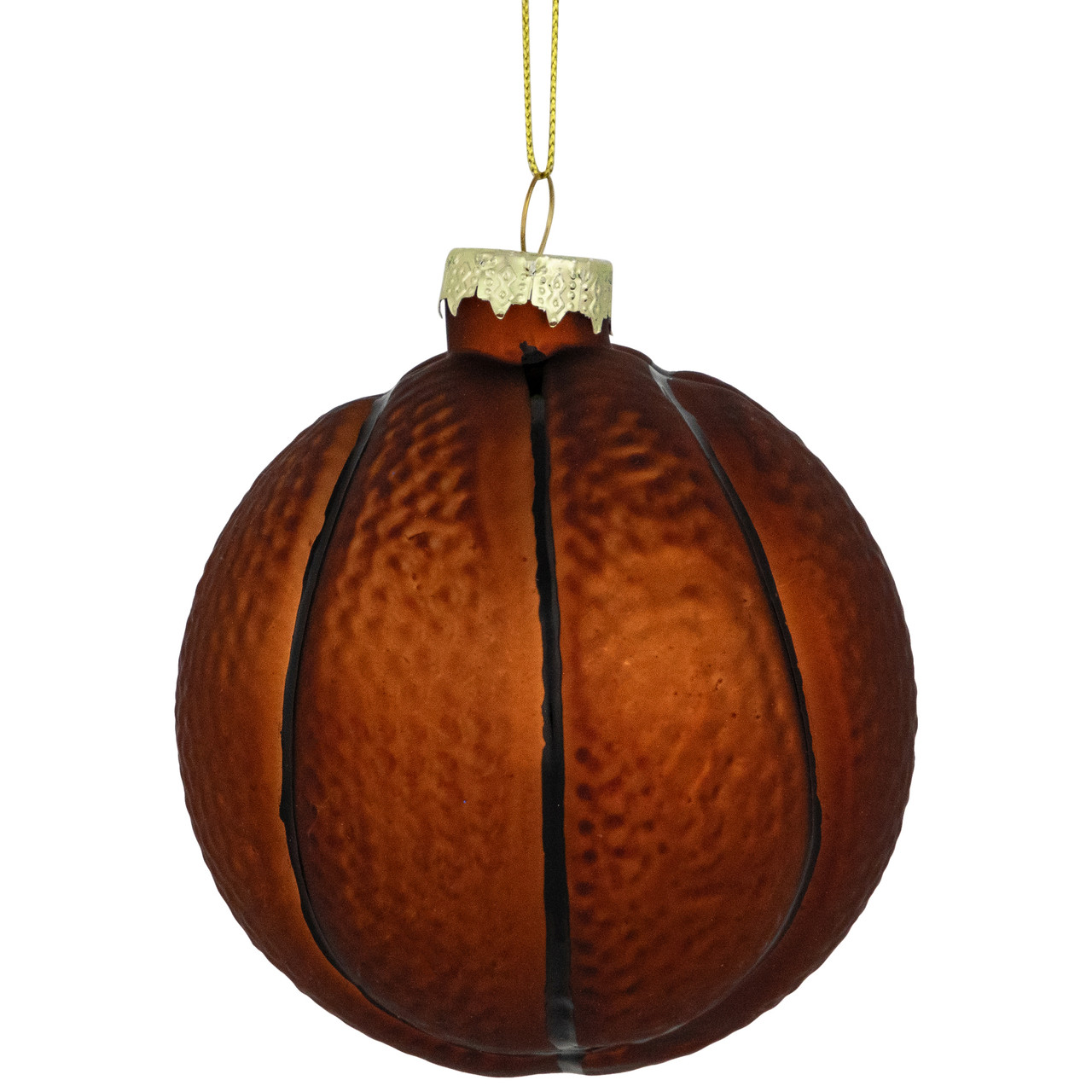 3.5" Orange and Black Basketball Glass Christmas Hanging Ornament