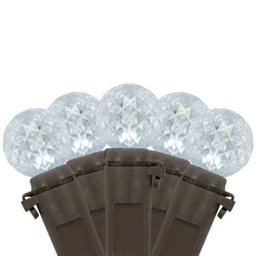 LED G12 Berry Christmas Lights - Pure White - 16' Brown Wire - 50 ct